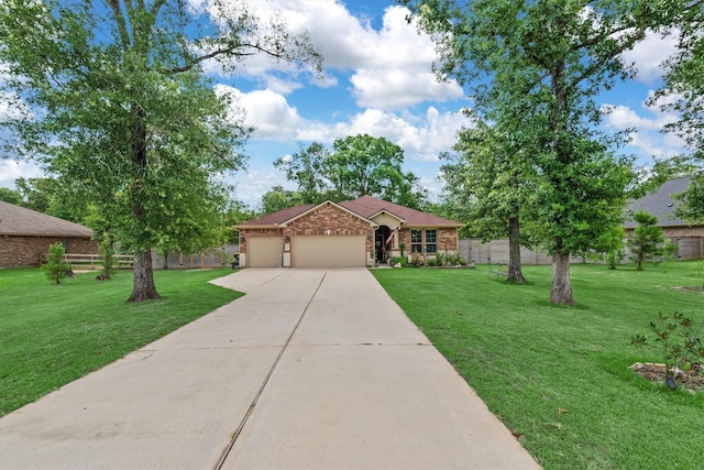 9171 White Tail Dr, Conroe, TX 77303 - ranch-style home featuring an attached garage and concrete driveway