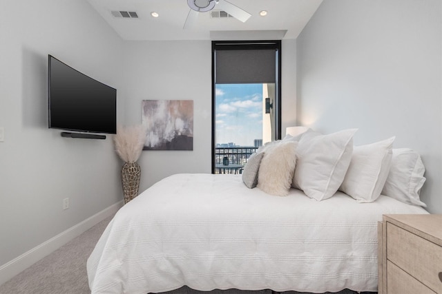 1211 Caroline St Unit 1504, Houston, TX 77002 - bedroom with carpet flooring, access to outside, and recessed lighting