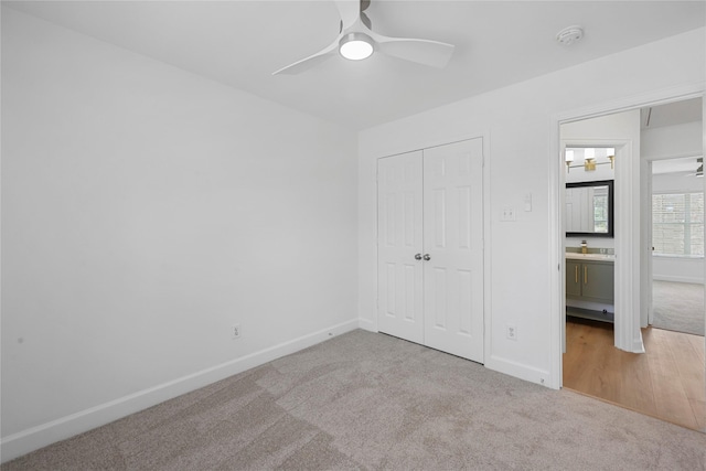 206 Delaney St, Houston, TX 77009 - unfurnished bedroom featuring carpet flooring, a closet, and ceiling fan