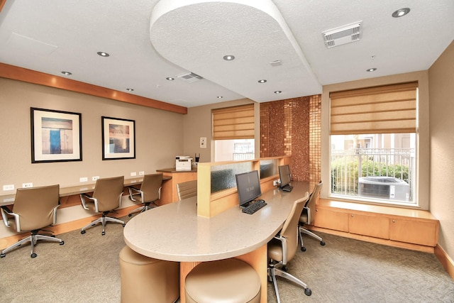 3505 Sage Rd Unit 2910, Houston, TX 77056 - home office with carpet floors, healthy amount of natural light, recessed lighting, and a textured ceiling