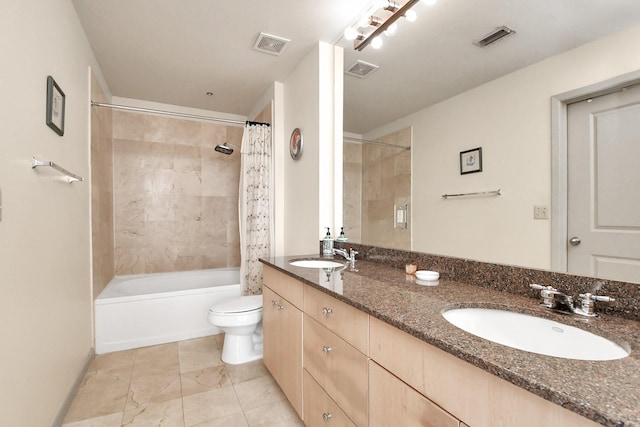 3505 Sage Rd Unit 2910, Houston, TX 77056 - full bathroom with double vanity and shower / tub combo with curtain