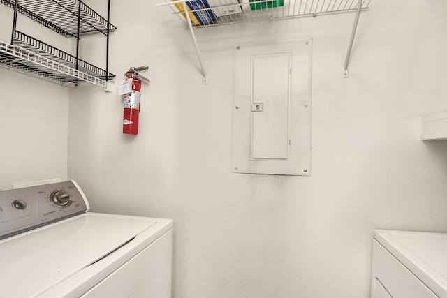 3505 Sage Rd Unit 2910, Houston, TX 77056 - laundry room featuring electric panel and separate washer and dryer