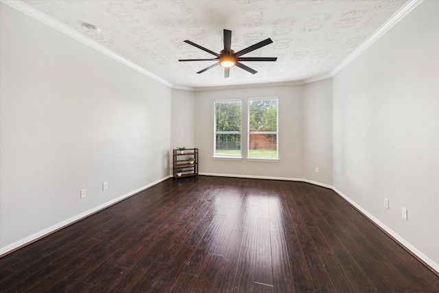 2332 Shadow Falls Ln, Pearland, TX 77584 - spare room featuring wood finished floors, crown molding, a ceiling fan, and a textured ceiling
