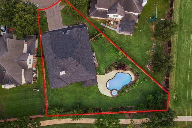 2332 Shadow Falls Ln, Pearland, TX 77584 - aerial view of property and surrounding area with property boundaries highlighted