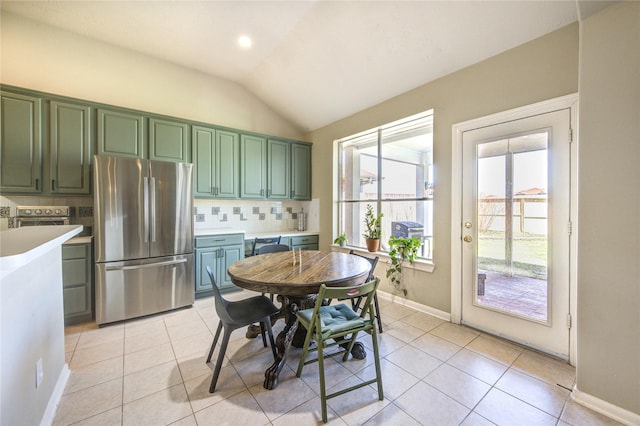 23742 Indian Hills Way, Katy, TX 77494 - dining space with lofted ceiling and light tile patterned floors