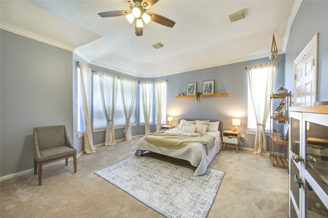 23742 Indian Hills Way, Katy, TX 77494 - bedroom with carpet floors, ornamental molding, and ceiling fan