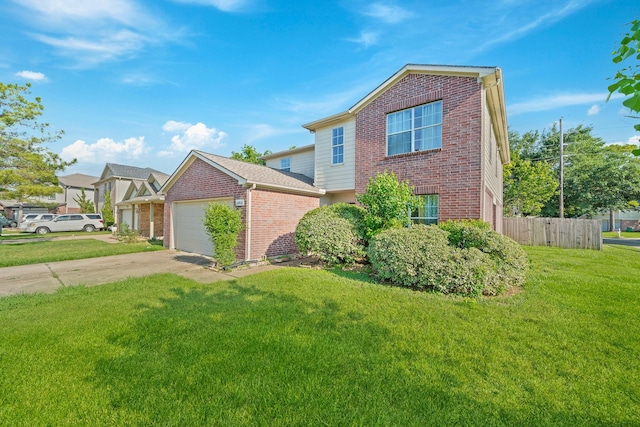 16815 Watering Oaks Ln, Houston, TX 77083 - view of side of home with brick siding, a garage, and driveway