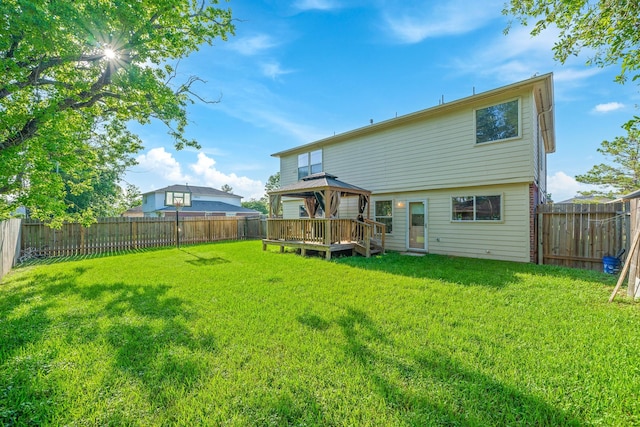16815 Watering Oaks Ln, Houston, TX 77083 - rear view of property featuring a gazebo, a fenced backyard, and a wooden deck