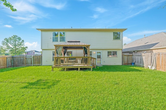 16815 Watering Oaks Ln, Houston, TX 77083 - rear view of property with a gazebo, a wooden deck, and a fenced backyard
