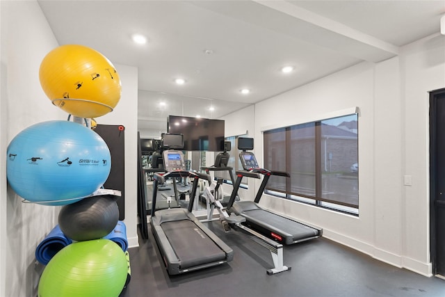 6804 Westview Dr Unit 1307, Houston, TX 77055 - exercise room with recessed lighting
