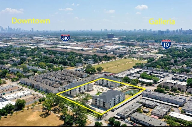 6804 Westview Dr Unit 1307, Houston, TX 77055 - view of property location featuring city skyline and property parcel outlined