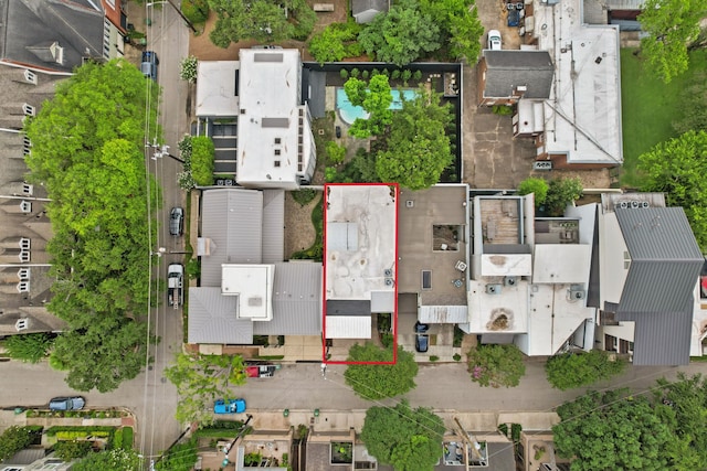 1016 Barkdull St, Houston, TX 77006 - aerial perspective of suburban area featuring property boundaries highlighted