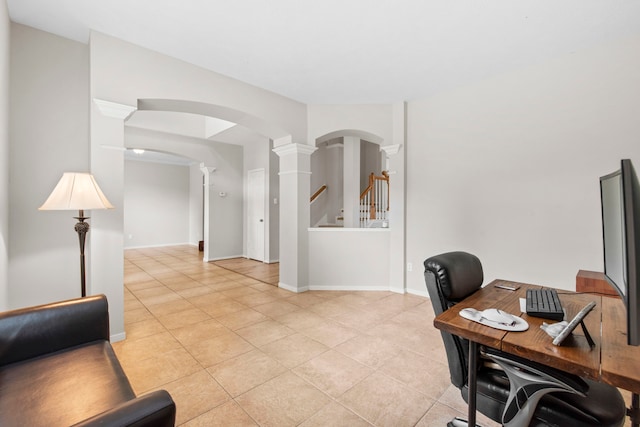 12727 Regal Pine Ln, Houston, TX 77070 - office space with arched walkways, ornate columns, and light tile patterned floors