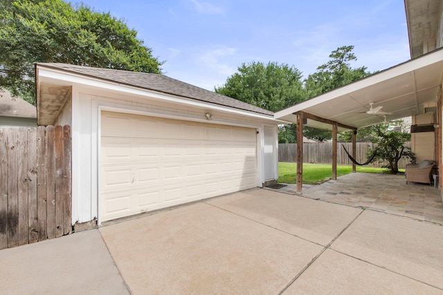 12727 Regal Pine Ln, Houston, TX 77070 - detached garage featuring ceiling fan