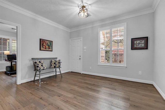5523 Darschelle Dr, Houston, TX 77069 - foyer with hardwood / wood-style flooring and crown molding