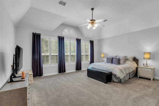 5523 Darschelle Dr, Houston, TX 77069 - carpeted bedroom with vaulted ceiling and a ceiling fan