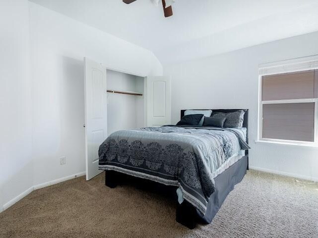 14110 Long Meadow Dr, Houston, TX 77047 - bedroom with carpet flooring, a closet, and a ceiling fan