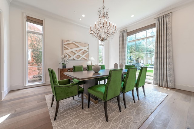 3028 Locke Ln, Houston, TX 77019 - dining room featuring light wood finished floors, a chandelier, and recessed lighting