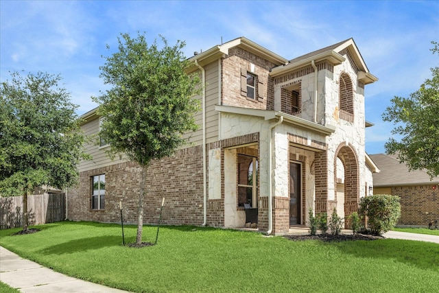 29513 Salem Fields Dr, Spring, TX 77386 - view of front of house featuring a balcony, brick siding, and stone siding