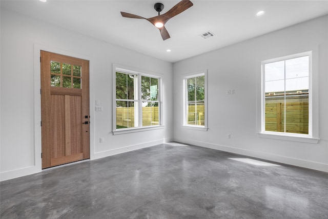 741 Pecan St, New Ulm, TX 78950 - entrance foyer featuring concrete floors, recessed lighting, and ceiling fan