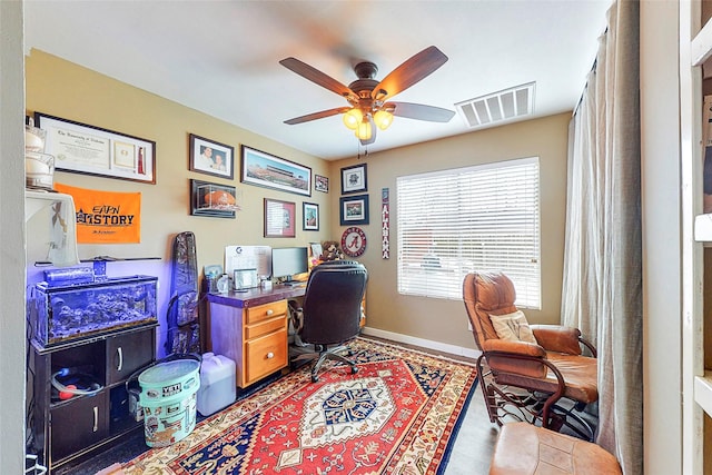 3114 Whetrock Ln, Sugar Land, TX 77479 - office area featuring ceiling fan and baseboards
