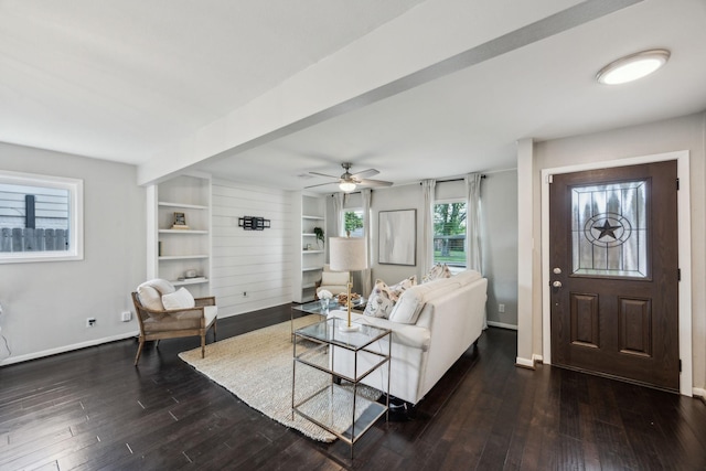 2014 Spillers Ln, Houston, TX 77043 - living area featuring wood finished floors and a ceiling fan