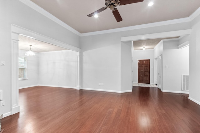 16439 Willingham Way, Houston, TX 77095 - spare room with ceiling fan, wood finished floors, ornamental molding, and a chandelier
