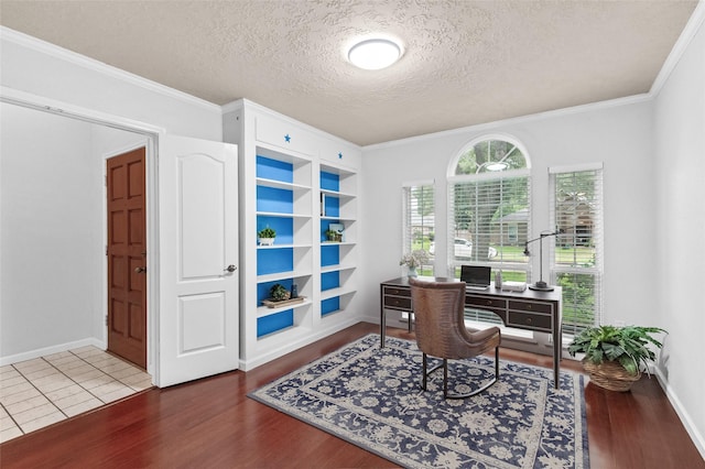 16439 Willingham Way, Houston, TX 77095 - office space featuring wood finished floors, a textured ceiling, and ornamental molding