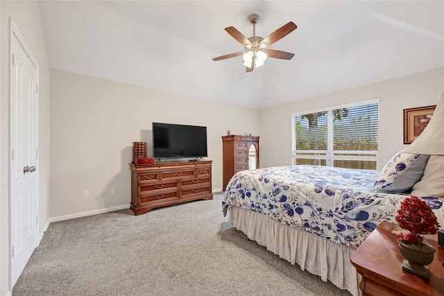 6318 Crystal Forest Trl, Katy, TX 77493 - bedroom featuring carpet flooring, vaulted ceiling, and ceiling fan