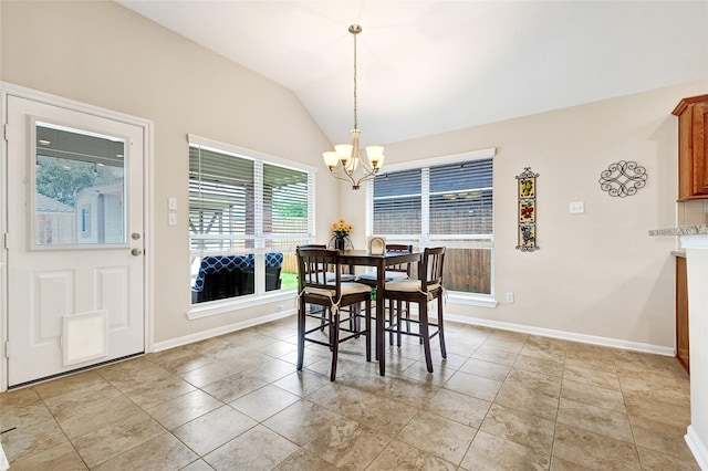 6318 Crystal Forest Trl, Katy, TX 77493 - dining area featuring a chandelier and lofted ceiling