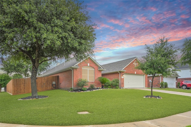 6318 Crystal Forest Trl, Katy, TX 77493 - ranch-style house with brick siding, concrete driveway, a garage, and a shingled roof
