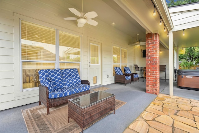 6318 Crystal Forest Trl, Katy, TX 77493 - view of patio featuring ceiling fan and outdoor lounge area
