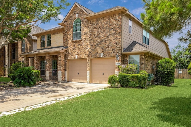 26314 Planters Heath, Katy, TX 77494 - traditional-style house featuring an attached garage, concrete driveway, stone siding, and roof with shingles
