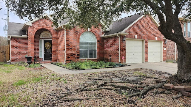 8934 Eastcove Cir, Houston, TX 77064 - traditional-style house with brick siding, driveway, a garage, and roof with shingles