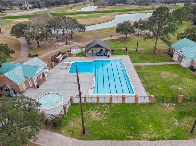 21519 San Marino Dr, Katy, TX 77450 - community pool with a water view, a gazebo, and a patio