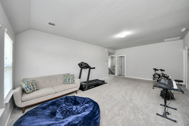 3334 Fogmist Dr, Rosenberg, TX 77471 - workout area with carpet flooring and vaulted ceiling