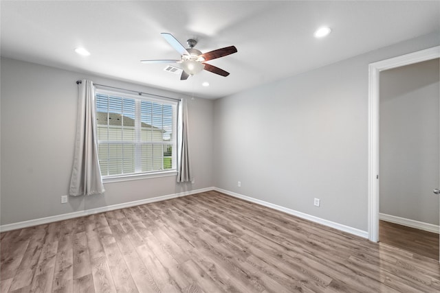 1510 Upland Glen Way, Houston, TX 77043 - empty room featuring ceiling fan, wood finished floors, and recessed lighting