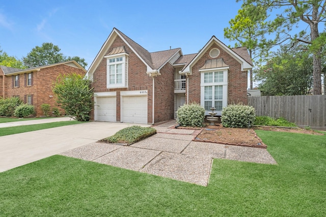 8023 Pine Falls Dr, Houston, TX 77095 - view of front facade featuring an attached garage, concrete driveway, and brick siding