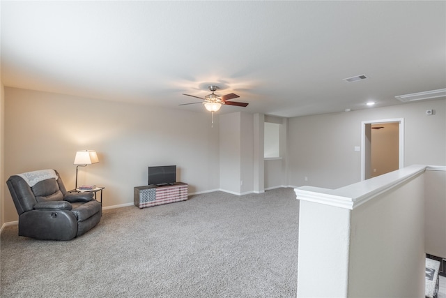 9418 Mcdowell Dr, Richmond, TX 77469 - unfurnished room featuring a ceiling fan, attic access, carpet floors, and an upstairs landing