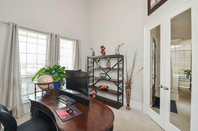 8703 Silver Crest Ln, Missouri City, TX 77459 - office with french doors and carpet floors