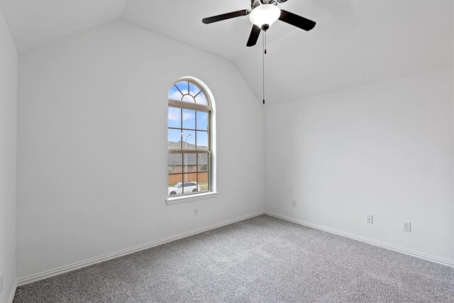 3519 Satton Ranch Ln, Fulshear, TX 77441 - carpeted spare room featuring vaulted ceiling and ceiling fan