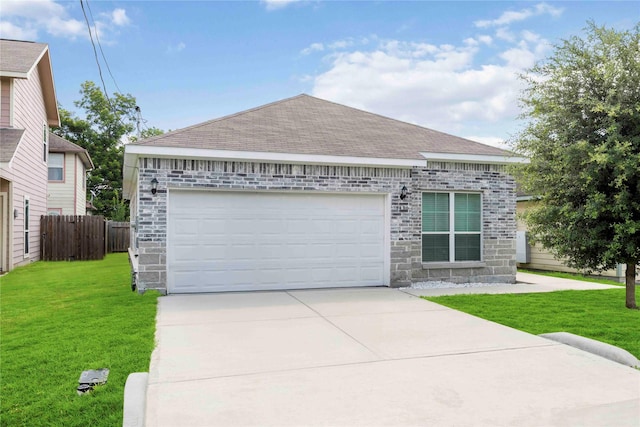 7430 N Star St, Houston, TX 77088 - single story home featuring stone siding, a garage, driveway, and a shingled roof