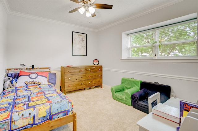 1410 Del Norte St, Houston, TX 77018 - carpeted bedroom with ornamental molding and ceiling fan
