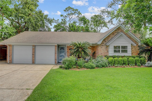 1410 Del Norte St, Houston, TX 77018 - single story home featuring driveway, an attached garage, brick siding, and a front yard