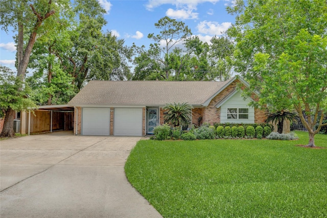 1410 Del Norte St, Houston, TX 77018 - single story home featuring driveway, a front lawn, an attached garage, brick siding, and a carport