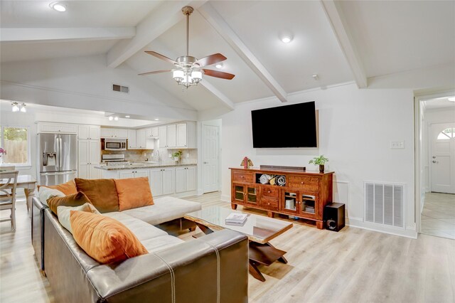 1410 Del Norte St, Houston, TX 77018 - living area featuring a ceiling fan, light wood-style flooring, healthy amount of natural light, and recessed lighting