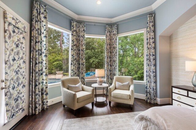 2 N Badger Lodge Cir, The Woodlands, TX 77389 - bedroom featuring hardwood / wood-style floors and ornamental molding