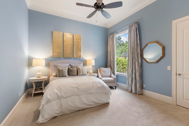 2 N Badger Lodge Cir, The Woodlands, TX 77389 - bedroom featuring carpet floors, crown molding, and a ceiling fan