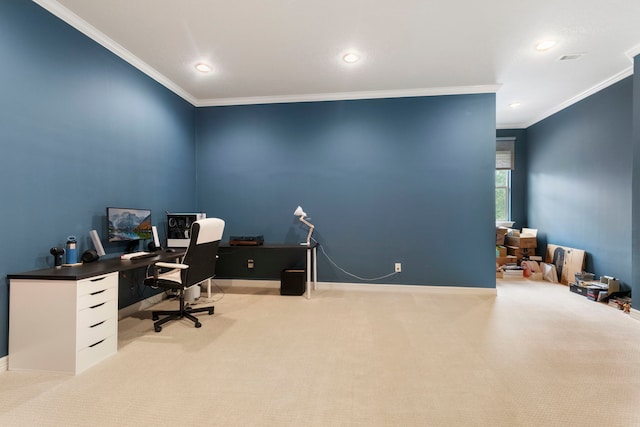 2 N Badger Lodge Cir, The Woodlands, TX 77389 - carpeted office space featuring crown molding and recessed lighting