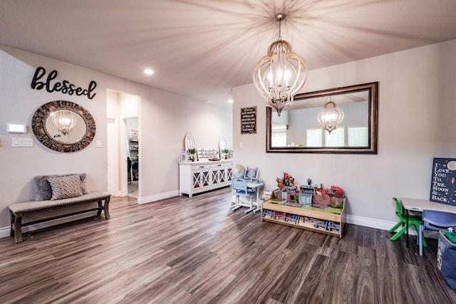 18202 Octavio Frias Trl, Houston, TX 77044 - dining area featuring a chandelier, wood finished floors, and recessed lighting